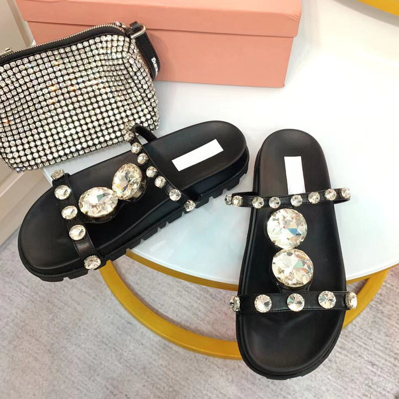 Zapatillas con cristales y diamantes de imitación para mujer, zapatos de fiesta, sandalias de Gladiador, chanclas de plataforma