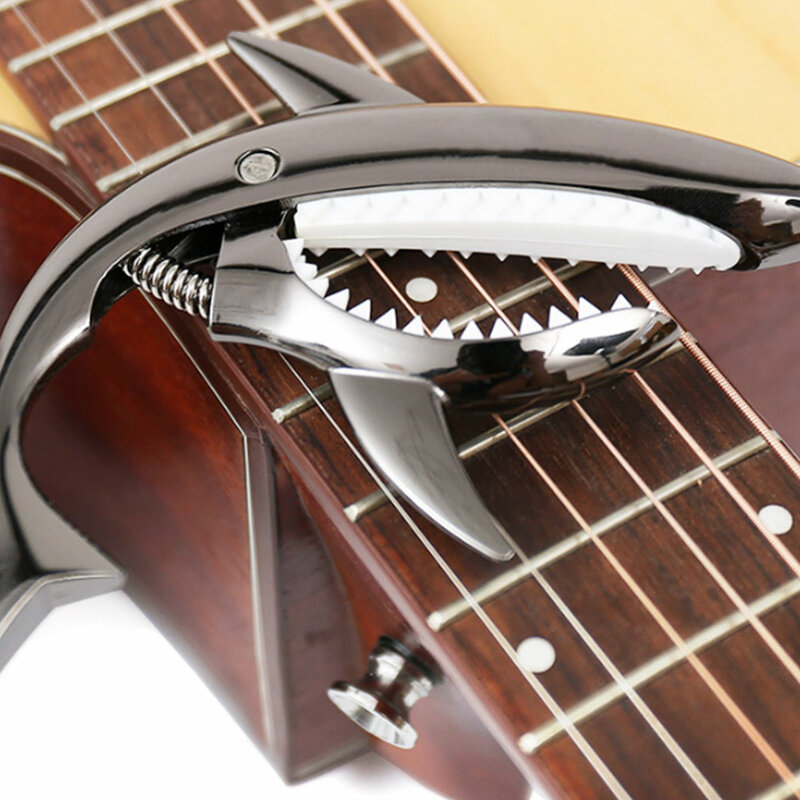 Clip de afinación de guitarra de aleación de Zinc, Clip de Metal para guitarra acústica, Shark Capo