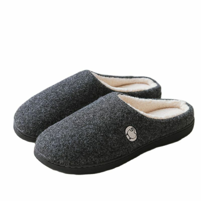 Nordic Men's Autumn And Winter Wool Lamb Warm Cotton Slippers Home Casual Men Slippers Plush Soft Bottom Non-slip Women's Shoes