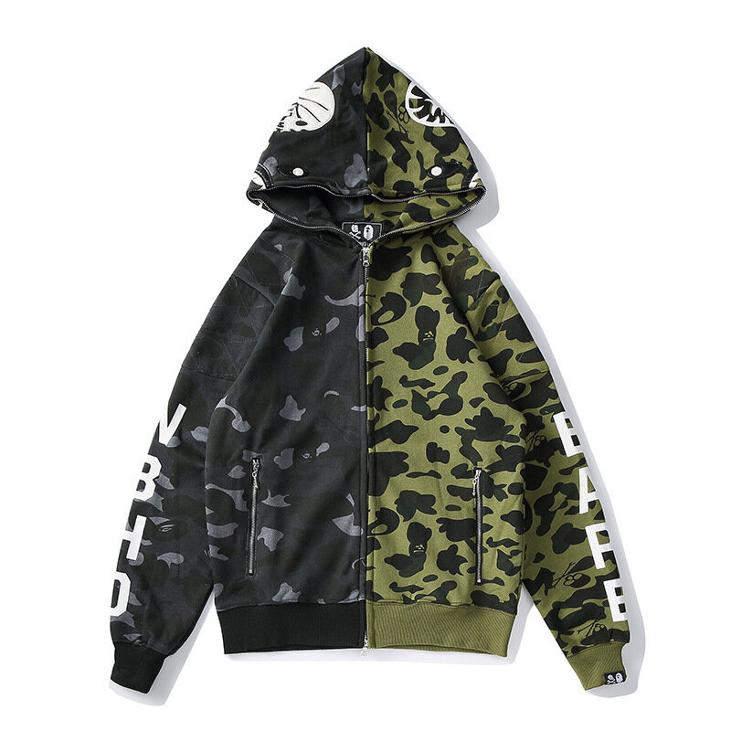 Camuflagem streetwear hoodies mulheres fashionthin zíper hoodie casal casacos zip hoodie harajuku sweatshirts