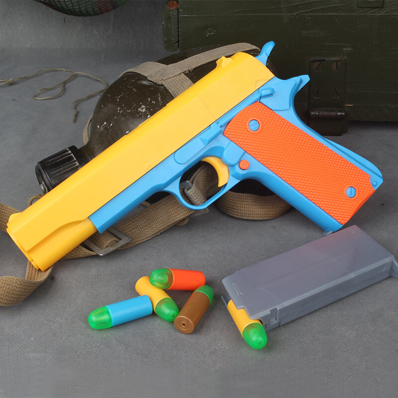 Feisuo Blasters Foam Play Toys Gun-Colt 1911 Toy Gun with Soft Bullets and Ejecting Magazine. Actual Size of M1911 for Training