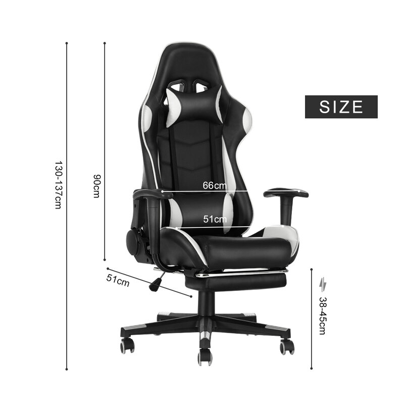Panana – chaise de bureau ergonomique rétractable, repose-pieds inclinable, pour la maison et le bureau, avec Support lombaire, pour jeux
