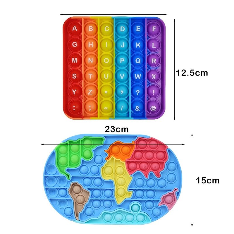 Fitget Toys-Juego de arcoíris para chico adulto, juguete sensorial con burbujas de empuje, autismo, especial, necesita estrés, letras simples, hoyuelos