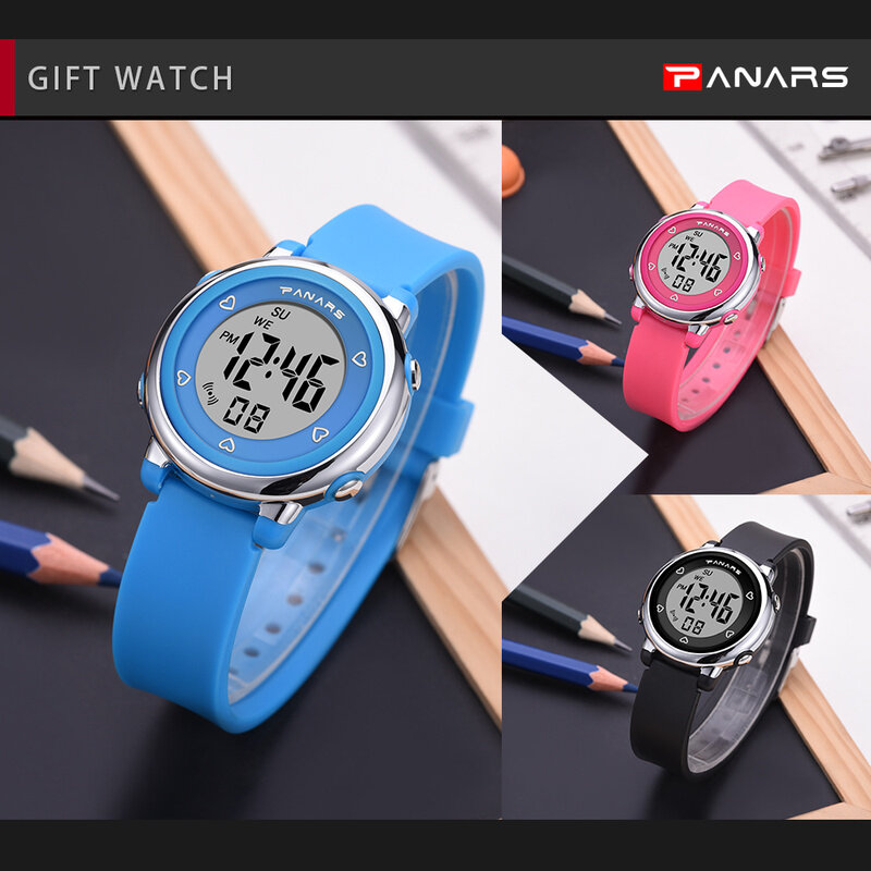 PANARS Children's Watches Sports Waterproof LED Kids Digital Watch Boys Girls Gifts Student Wristwatch Alarm Clock Relojes