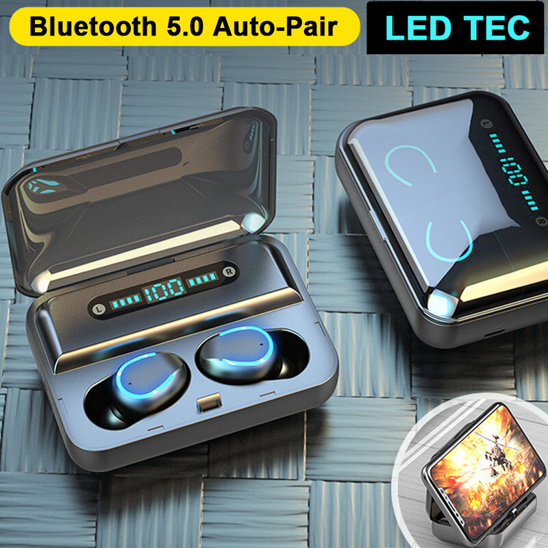Bluetooth Kopfhörer Mini Led-anzeige Kopfhörer Stero Sound 2000mah Power Bank Drahtlose Headsets Sport mit Mikrofon