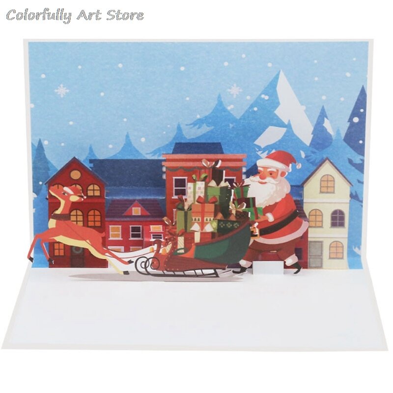 3D Christmas Gift Postcard Blessing Greeting Card Color Printing Laser Engraving Card With Envelope For Party Wedding Gift