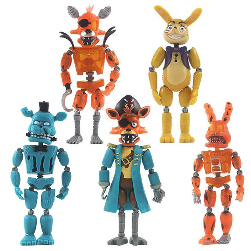 Conjunto de 5 unids/set de figuras de acción de Five Night At Freddy, articulación desmontable, Anime, lindo Bonnie Bear Rabbit Freddy, modelo de juguete para niños, regalos