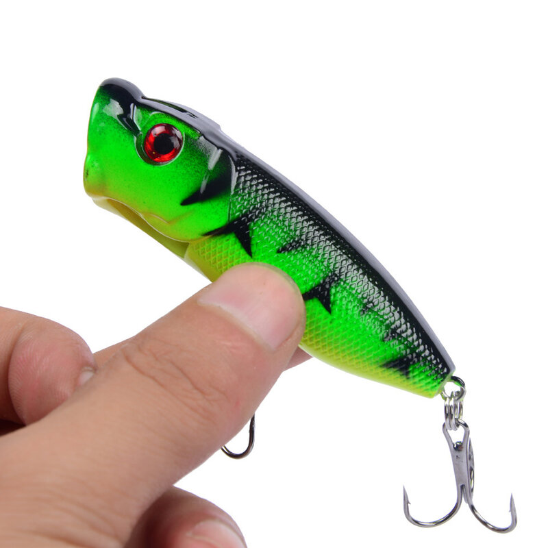 Hot 1pcs Fishing Lures 6.5cm/12g Topwater Popper Bait 5 Color Hard Bait Artificial Wobblers Plastic Fishing Tackle With 6# Hooks