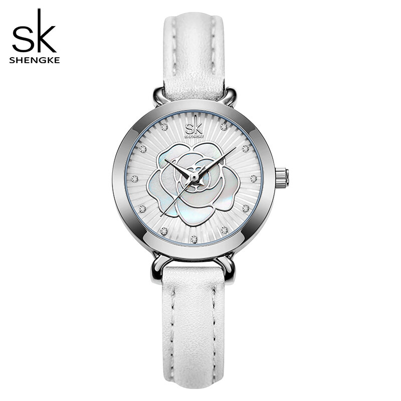 Mode Uhren Frauen Quarz Armbanduhr Rosa Leder Band Diamant Elegante Armband Uhren Frauen Blume Kleine Zifferblatt Montre Femme
