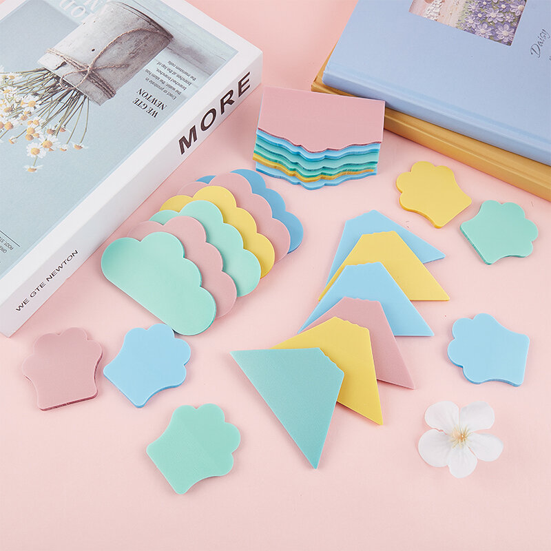 Pearlescent Transparent Sticky Note Colorful Special-shaped Waterproof Memo Cute Memo PadsAA