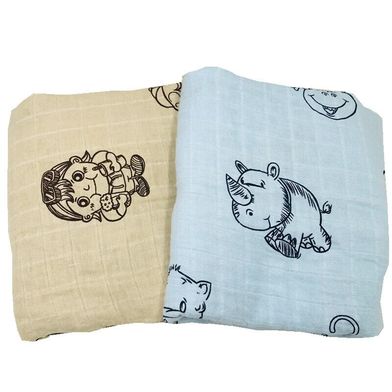 180g active printing 100% cotton muslin baby blanket soft better than other printing blankets swaddle for newborn