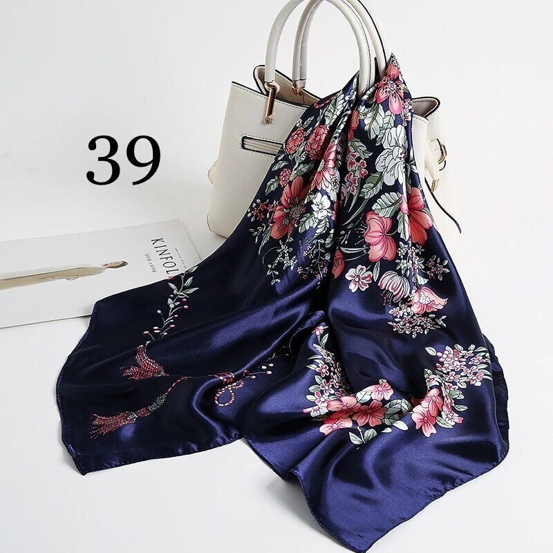 Amio – écharpe en sergé de soie pour femmes, 90x90cm, bandeau musulman de luxe en soie mûre, mode dames