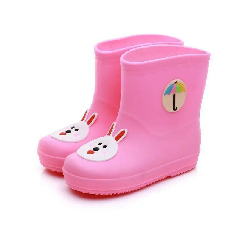 Непромокаемые ботинки из ПВХ для мальчиков и девочек, теплые резиновые непромокаемые сапоги, мультяшный рисунок, всесезонные, съемные
