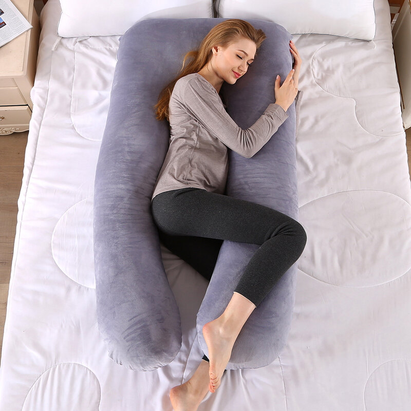 Upgraded Pregnancy Pillow Full Filling Cotton Pregnant Pillow Cushion Long U Shape Maternity Plillow For Pregnant Women Sleeping