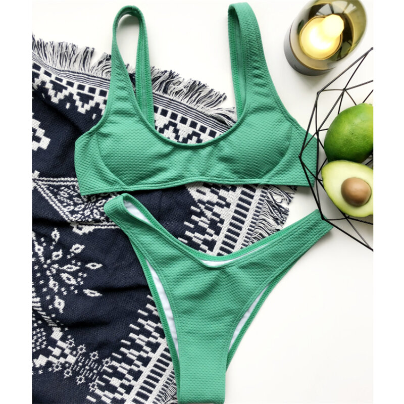 GNIM – maillot de bain deux pièces Sexy, Bandeau, soutien-gorge Push Up, couleur solide, Style brésilien, pour femmes, vêtements de plage, nouvelle collection, 2021