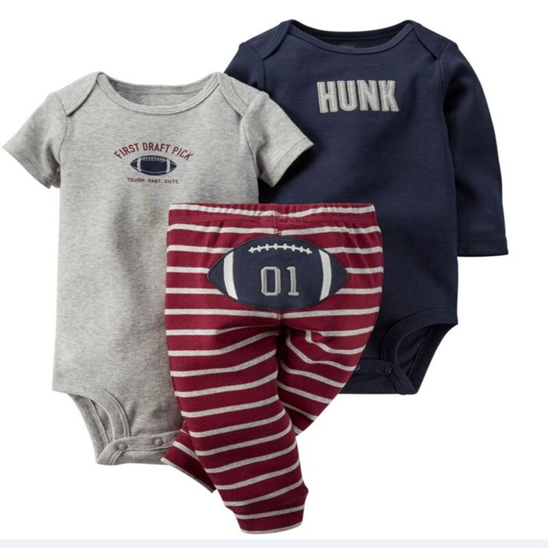3 unids/lote bebé niños pantalones de overoles de algodón ropa recién nacido ropa de bebé niño niña impresión mono ropa para niños mono