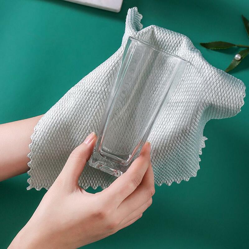 Fish-scale Nano Scale Cleaning Cloth Super-absorbent Glass Non-stripe Towel Rag Fish Scale Reusable Absorbent Towel Rag