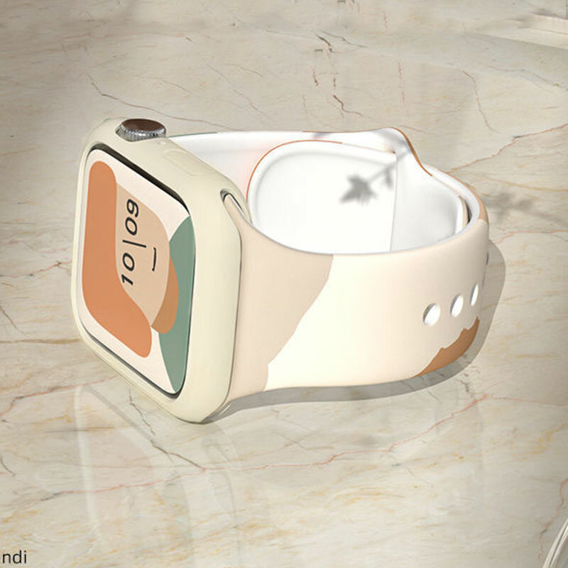Pulseira de silicone para apple watch band 44mm 40mm 38/42mm impressão relógio inteligente pulseira para iwatch série 7 6 5 4 3 se acessórios