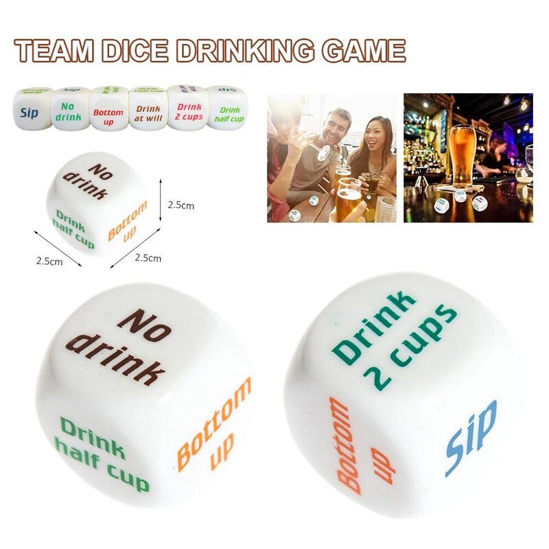 1Pcs High Quality Party Drinking Dice 6 Sided Round Corner Dice Game Funny Rolling Decider Family Friend Gathering Game Toy