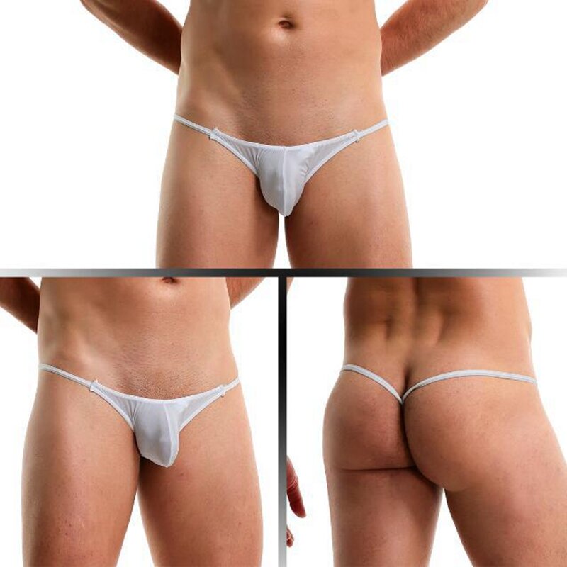 GAY Sexy Low Waist Men's Underwear JJ Loop U Convex Multi-Purpose Ice Silk Thong Thin Soft Bikini G-String Homme Jockstrap Male