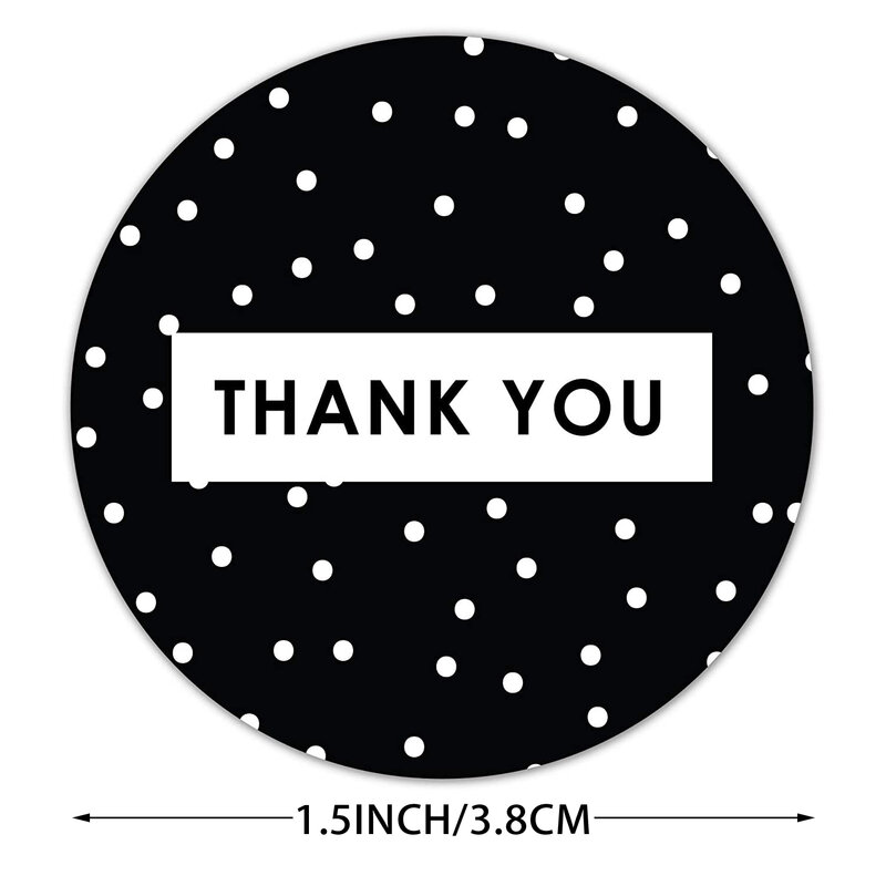 Black White Stripes Thank You Stickers 500pcs 1.5'' Circle Seal Labels Thanks Cards Business Packaging Gift Decoration Envelop