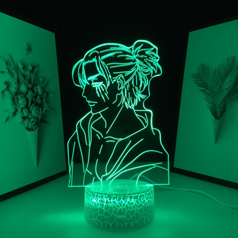 3D LED Lamp Attack on Titan Anime Figure Light Eren Yeager for Bedroom Decor Kids Birthday Gift Night Light Dropshipping