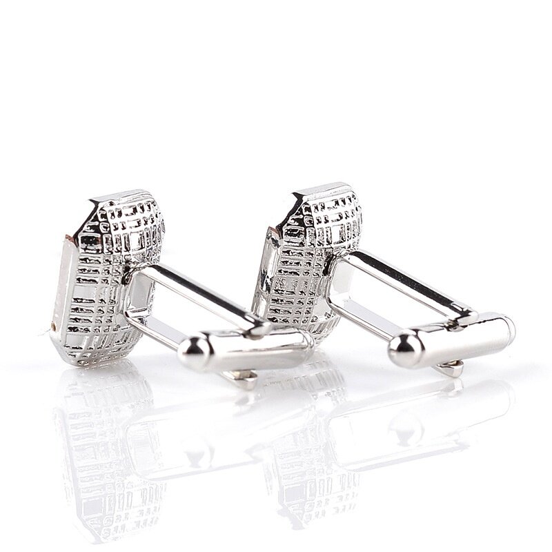 Men Souvenir Alloy Geometric Type Zircon Plating Square Cufflinks Business Stainless Steel Personality