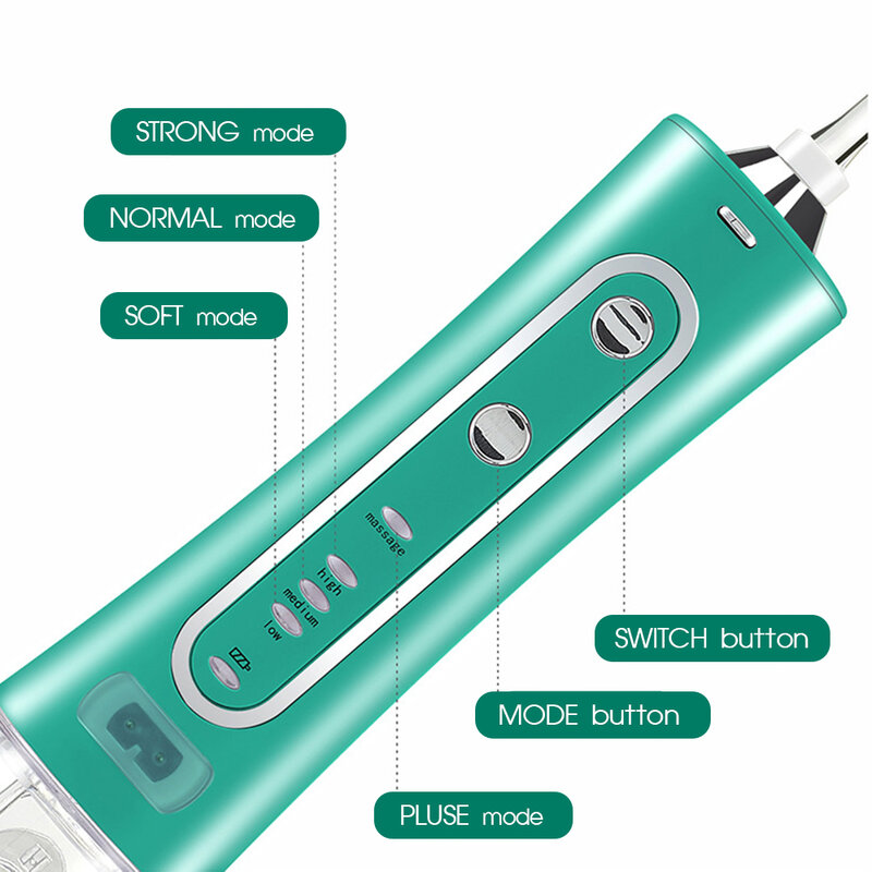 Boi-irrigador bucal eléctrico recargable por USB, 4 modos, para implantes de ortodoncia y dientes postizos