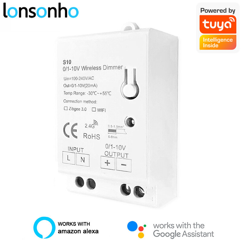Lonsonho Tuya Smart Wifi Led Dimmer Controller 0-10V 1-10V Wireless Smartlife Compatible Alexa Google Home