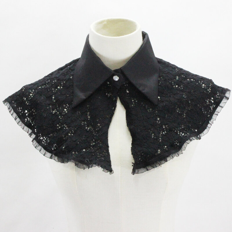 Black Tip Lead Lace Dickie Shawl Camisole Vest Decoration Detachable Fake Collar