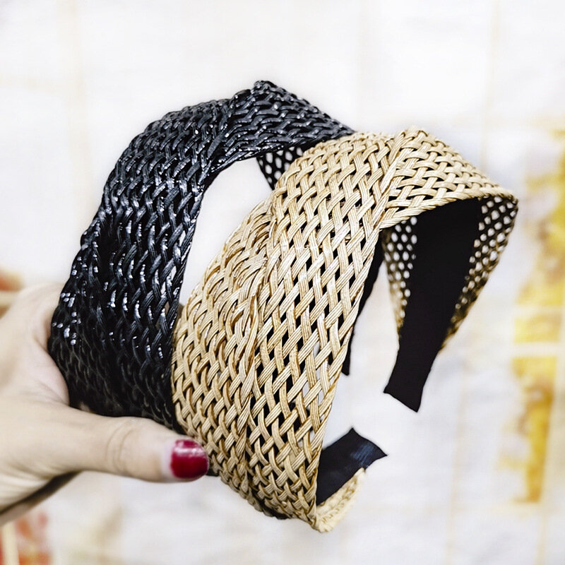 Ống Hút Dệt Tóc Vòng Nữ Headband Handmade Bé Gái Đính Tay Đầu Rộng Vành Đeo Chéo Thắt Nơ Phụ Kiện
