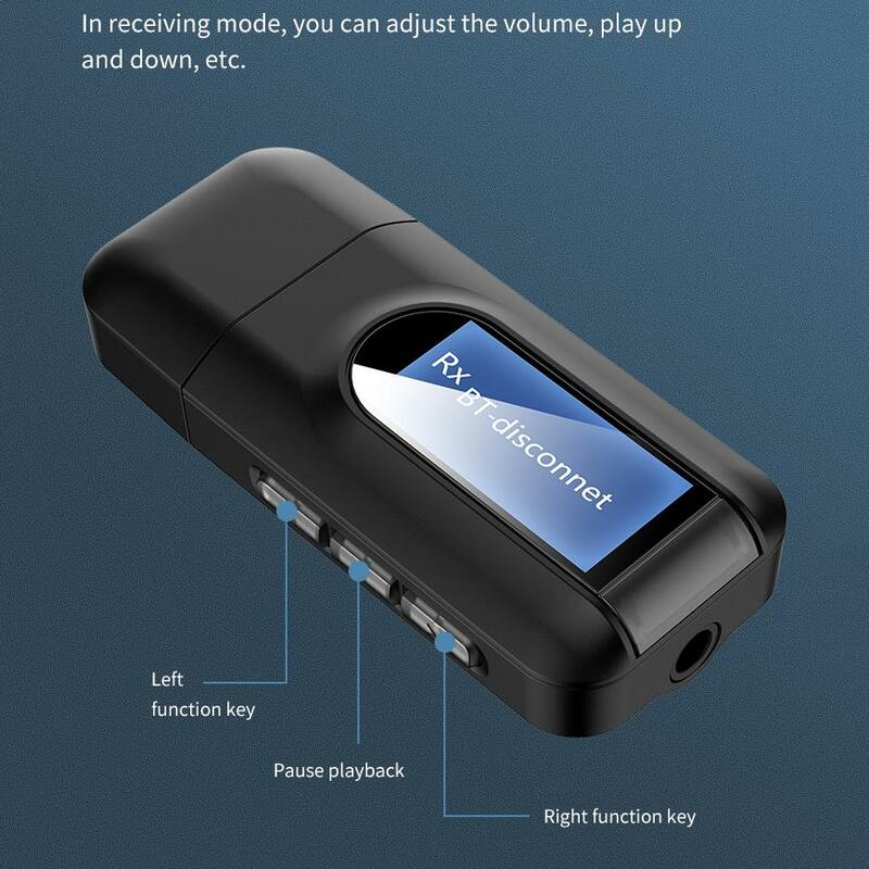 USB Bluetooth 5,0 Empfänger LCD Display Audio Sender für Auto PC TV Fahrer HD HiFi Rezeptor Wireless Adapter 3,5 MM AUX