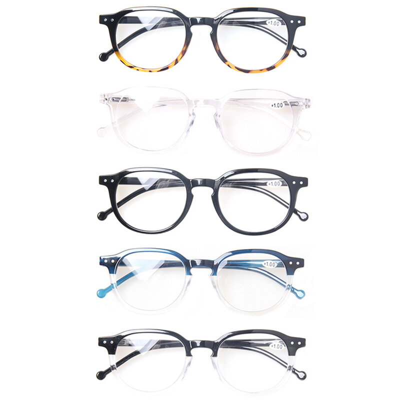 Simple and atmospheric reading glasses with plastic frame, light comfortable spring hinge reading glasses, diopter +0,+50...+600