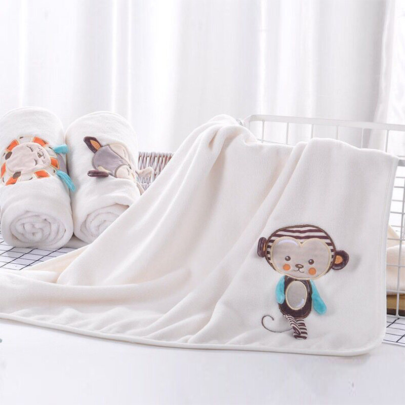 Manta de animales de dibujos animados para recién nacido, manta Ultra suave, Linda siesta para niños, envoltura de lana de Coral para cochecito, 100x75 CM