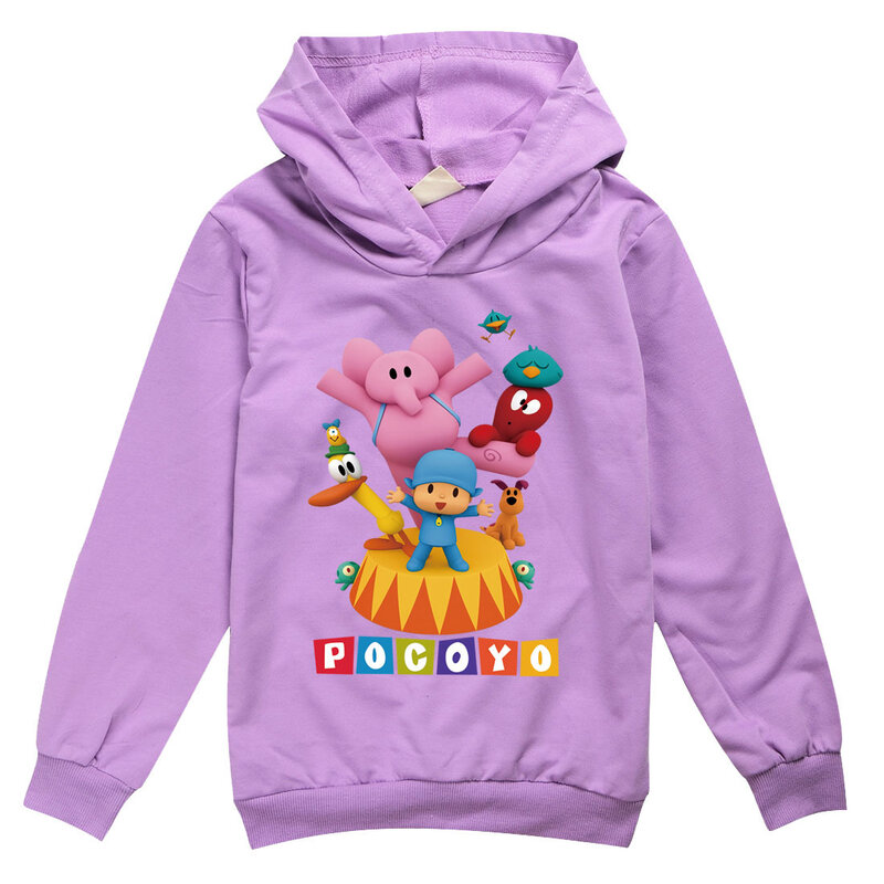 Pocoyoe-sudaderas con capucha para niños y niñas, ropa de dibujos animados, camisa de manga larga con capucha, abrigo de algodón, chaqueta de otoño para bebés