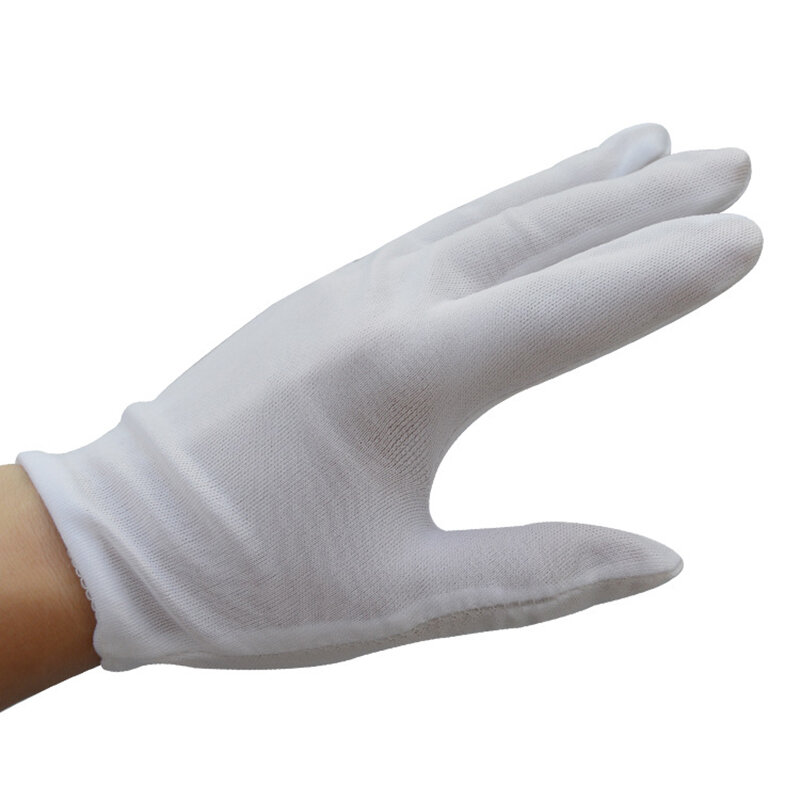 Venda 1/2 pares de inspeção etiqueta trabalho luvas brancas algodão luvas de trabalho luvas de seguro de trabalho atacado