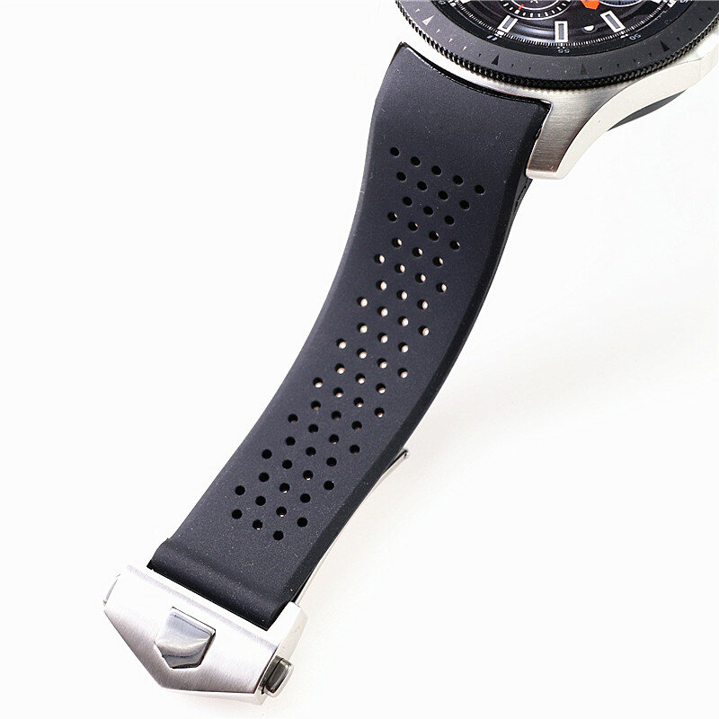 Pulseira de borracha de silicone de 22mm, pulseira de relógio esportiva respirável à prova d'água para samsung galaxy 46mm s3 s4