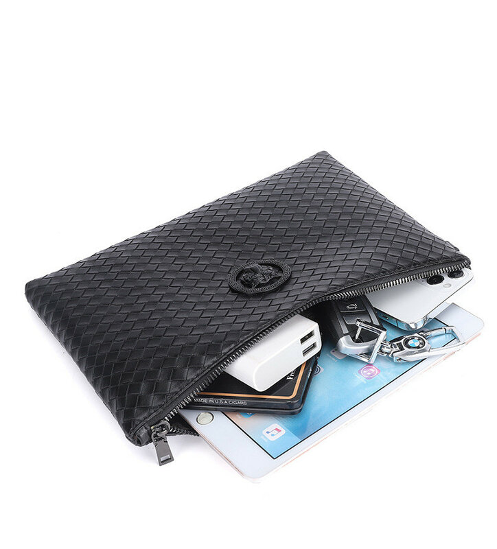 メンズポケット付き手編みビジネスバッグ,エンベロープバッグ,カジュアル,多機能,iPadケース