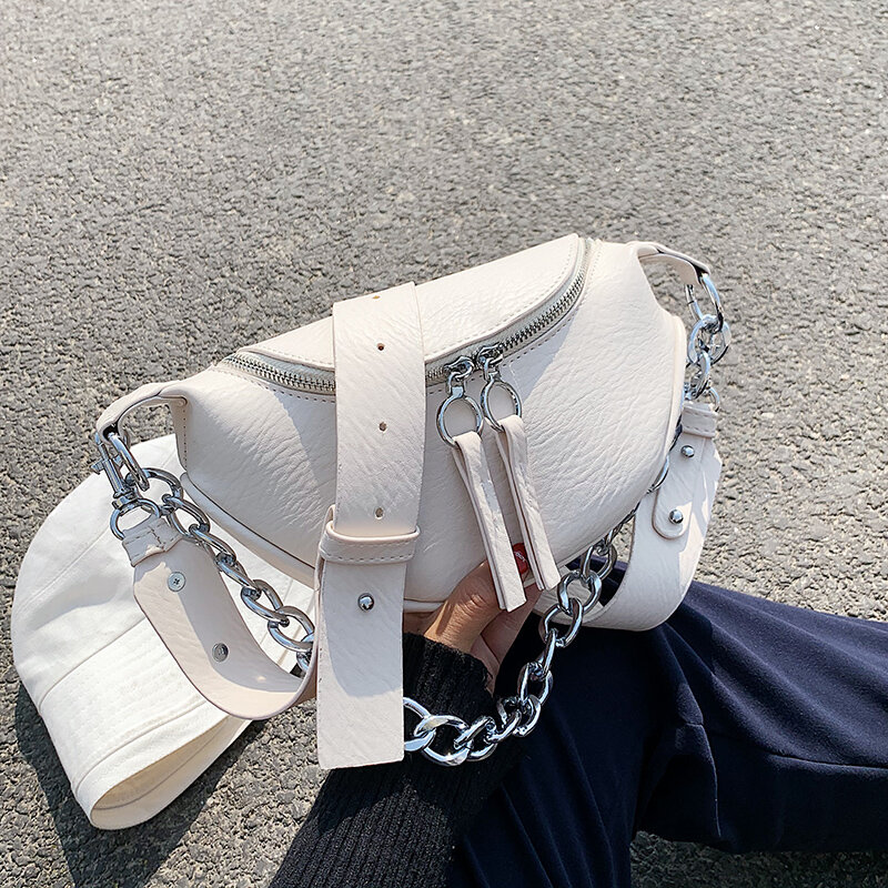 Дизайнерские сумки через плечо из искусственной кожи с серебряной цепочкой для женщин 2023 белые сумки-мессенджеры на плечо Маленькая нагрудная сумка для путешествий