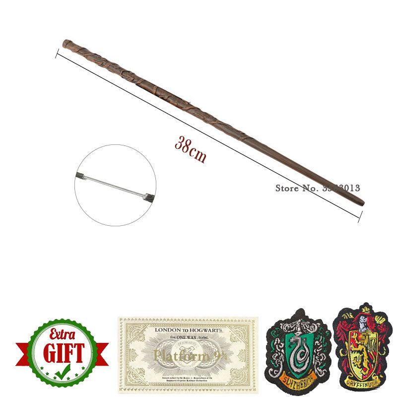 27 tipi di bacchette magiche con nucleo in metallo Cosplay Voldmort Hermione bacchetta magica etichetta in tessuto arruffato biglietto come Bonus senza scatola