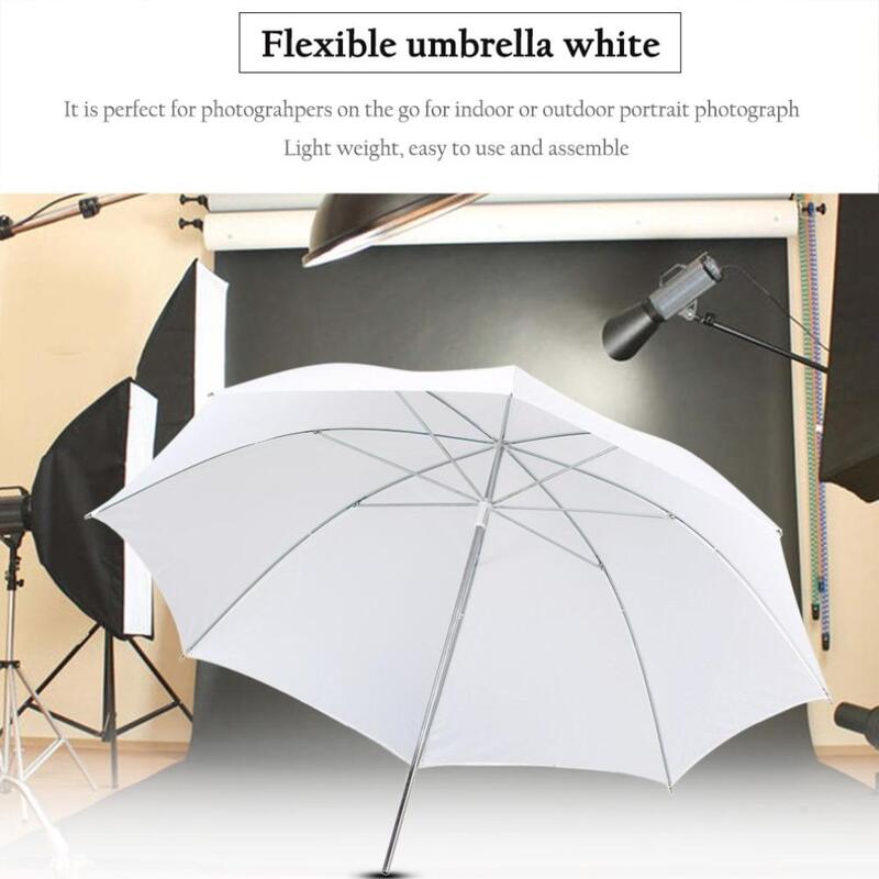 Guarda-chuva leve 33in 83cm pro para estúdio de fotografia, flash translúcido, macio e branco, material de nylon e alumínio