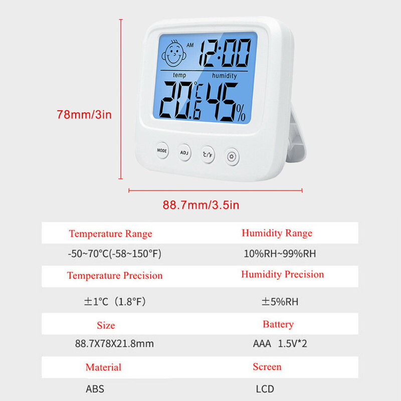 Digital LCD Indoor Bequem Temperatur Sensor Feuchtigkeit Meter Thermometer Hygrometer Gauge Wand Hängen Thermometer 82x78x21mm