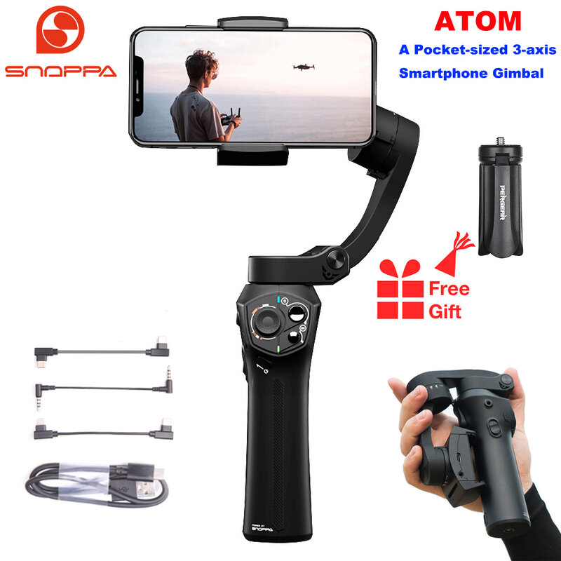 Snoppa Atom 3-Achsen Faltbare Tasche-Größe Handheld Gimbal Stabilisator für iPhone Smartphone GoPro & Wireless Charging PK glatte Q2