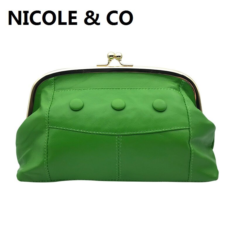 NICOLE & CO letnia torba na ramię posiadacz karty portfele kobiety torba na telefon prawdziwa skóra owcza moda portmonetka na drobne oryginalne skórzana portmonetka
