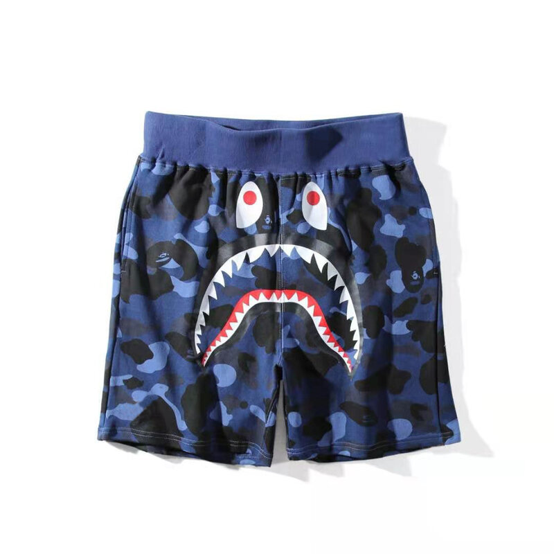 2021 verão nova praia calças dos homens japonês maré marca shorts camuflagem tubarão boca imprimir calças casuais
