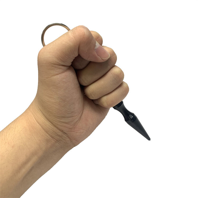 Kubaton Creatieve Zwart Metalen Sleutelhanger Sleutelhanger Paar Voor Druk Tip Zelfverdediging