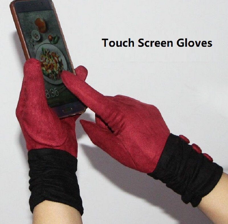 Ciepłe zimowe bawełniane rękawiczki dla kobiet dziewczynki dotykowe zimowe rękawiczki zimowe ciepłe rękawiczki nadgarstkowe rękawiczki