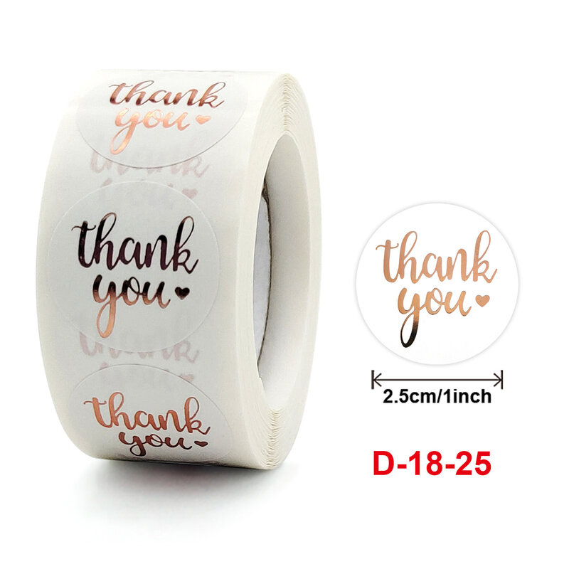 500Pcs 1.5 Inch Roll Hot Stamping Thank You For Purchasing Commercial Decorative Stickers 2.54 CM Round Label