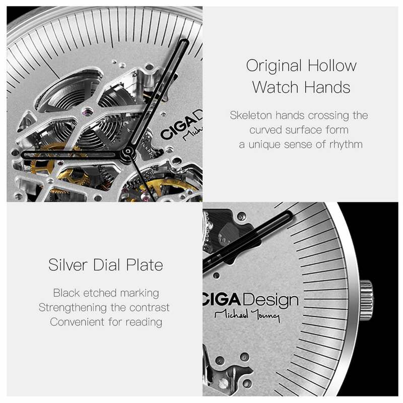 Ciga design 탑 디자인 브랜드 ciga 기계식 시계 my series 자동 중공 기계식 시계 남성용 패션 시계