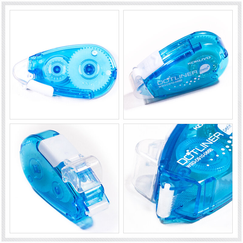 Mini rodillo adhesivo de doble cara, cinta adhesiva de doble cara, delineador de puntos, color azul, 6m, 2 unids/paquete